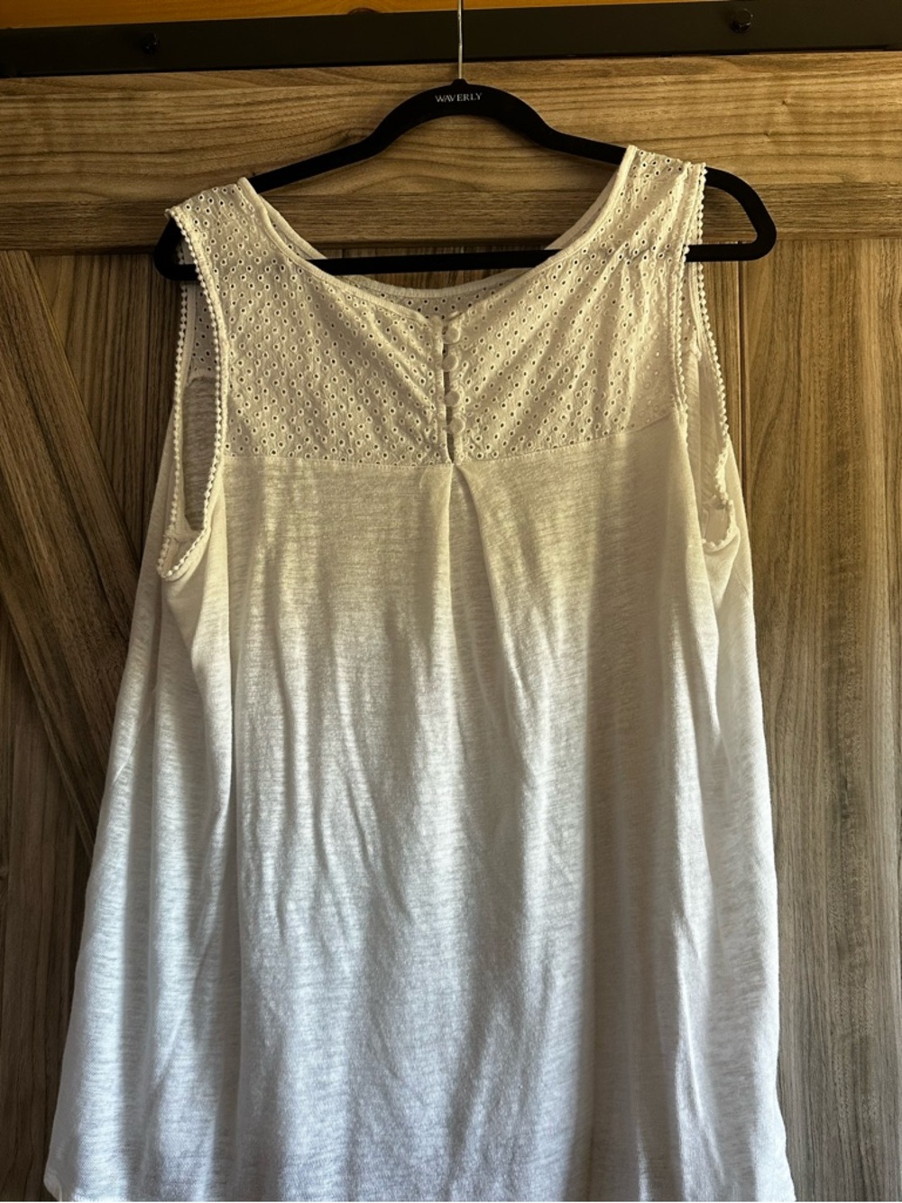 Buy 2 Get 1 Free! Cable & Gauge White Eyelet Yoke Sleeveless Summer Top 2X